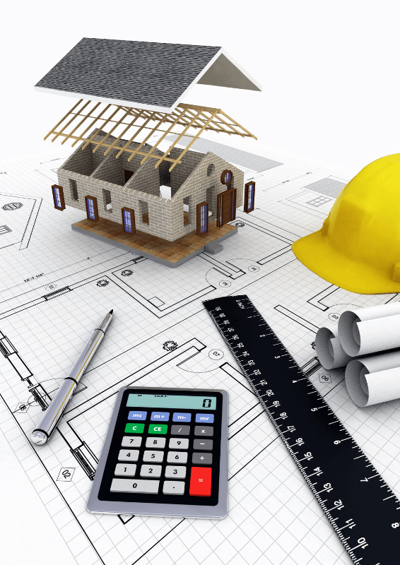 plan-maquette-maison-calculette-regle-casque-mediaiton